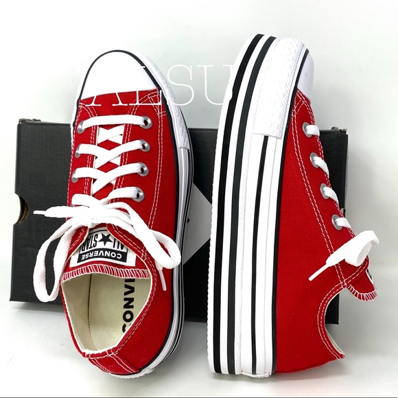 Converse Ctas Platform Layer Canvas Low Enamel Red - Picture 5 of 11
